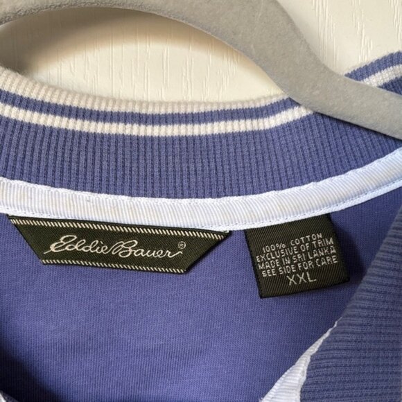 Eddie Bauer Purple and White Striped Collar Pullover - Picture 2 of 5